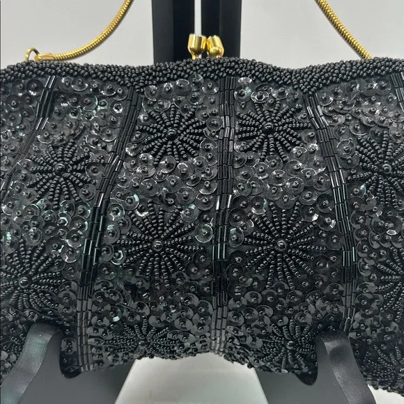 Winkelman’s Vintage Elegant Black Beaded Sequined Clutch Wristlet Purse Bag 🌺🌺 - Picture 4 of 8